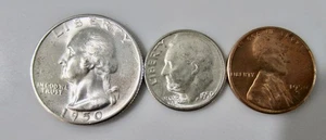 1950 S Brilliant Uncirculated Silver Coin Set,  3 Coins - Picture 1 of 4