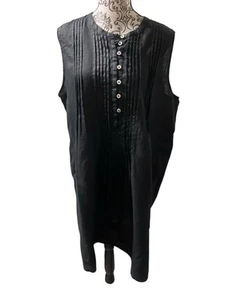 Vestido recto Quince negro 100 % lino sin mangas para mujer talla XL alfiler escondido - Imagen 1 de 10