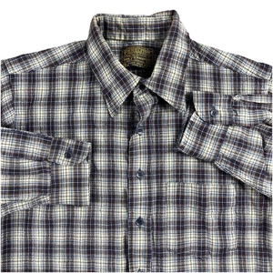 Vintage 60s Sir Pendleton Worsted Wool Flannel Shirt Men's M Blue Plaid USA Made - Picture 1 of 18