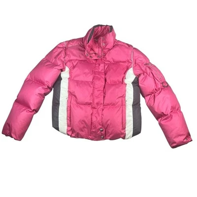 Tommy Hilfiger Mujer Grande Rosa Abombado Invierno Abrigo Chaqueta Y2K Recortado Foto 1 de 4