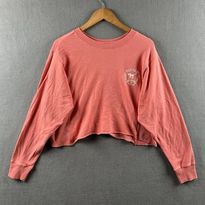 Billabong Wrangler Sweatshirt Small Pink Long Sleeve Pullover Cropped Crop Top - Image 1 of 4