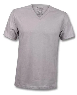 V-Neck T-Shirts for Men - Royally Comfortable - Super Soft Premium Large Grey - Image 1 of 4