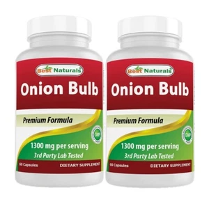 2 Pack Best Naturals Onion Dried Bulb 1300mg per Serving 60 Capsules - Picture 1 of 3