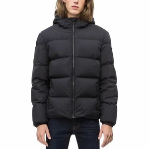 Calvin Klein Jeans Mens Quilted Down Black Hooded Jacket Hooded Puffer Quilted - Picture 1 of 1