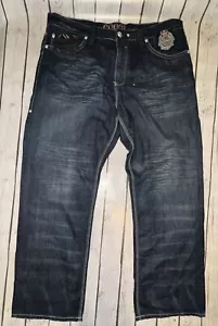 Vintage 90s Y2K Coogi Wide-Leg Skate Blue Jeans 42x35 JNCO Open - Picture 1 of 12