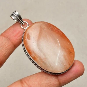 Sunstone Gemstone 925 Sterling Silver Handmade Jewelry Pendant 2.32" - Picture 1 of 8
