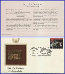 USA2 #3439 U/A GOLDEN REPLICA FDC Fanfin Anglerfish Deep Sea Creatures - Picture 1 of 1