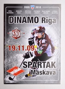 2009-Nov-19 KHL Dinamo Riga vs Spartak Moscow Hockey Game Programme