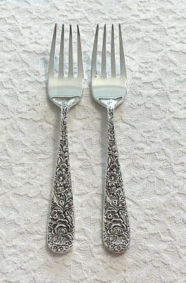 (2) New ~ Godinger OLDE BOUQUET Silver Plate Salad Forks ~ *Free Shipping* - Image 1 of 4