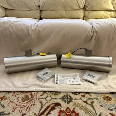 VINTAGE: Brushed Aluminum PRESCOLITE WALL SCONCE Light Fixture Lamps - Set of 2 Cover