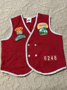 Awana Club Uniform Vest Kids Size Large Sparks Patches Crown Pin Red Gold Silver - Picture 1 of 8