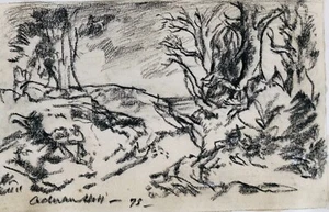 Adrian Hill (1895-1977). Anthropomorphic Landscape. Signed/ ca. 1975. Charcoal - Picture 1 of 1