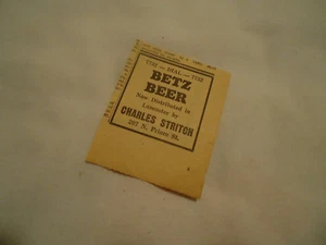 Betz Beer Philadelphia  PA 1935 newsprint ad - Picture 1 of 1