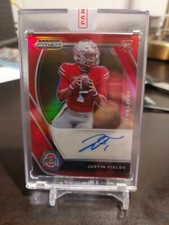 2021 Prizm Draft Picks Justin Fields Red Prizm Parallel Auto 72/199 SSP RC Bears