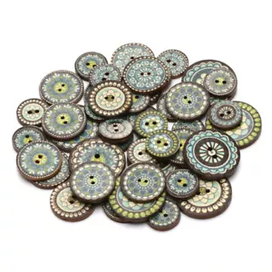 10 Retro Style (5) Wooden Buttons Handmade Sewing Crocheting Knitting Craft 20mm - Picture 1 of 1