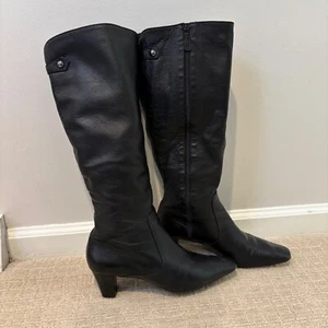 Cole Haan Womens Tall Black Calf Leather Zip Knee High Boots 2" Heel 9 B Brazil - Picture 1 of 10