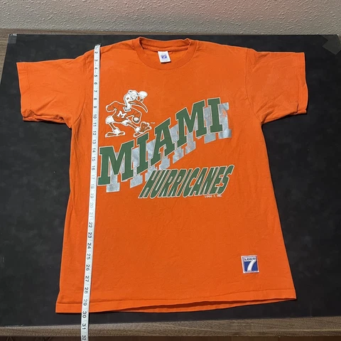 Vintage University of Miami Hurricanes UM Logo 7 Athletic shirt XL Single Stitch Cover