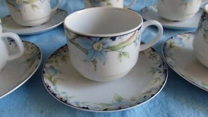 Retsch, Wunsiedel, 1 Kaffeetasse + Untertasse, Blumendekor, blau/grün - Bild 1 von 7