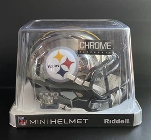 Pittsburgh Steelers Chrome Mini Helmet Original Box Rare Riddell - Picture 1 of 2
