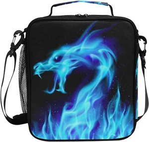 Fire Dragon Kids Lunch Bags for Girls Boys Insulated Lunch Box Thermal Lunchbox - Picture 1 of 7