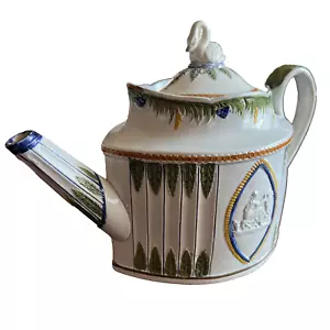 Rare Prattware Leeds Teapot w/Swan Finial; One Sold at 2021 Auction for $960. - Picture 1 of 24