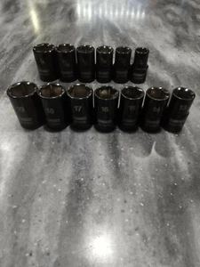 Genuine DeWalt 1/2" Drive BLACK CHROME 13PC Socket Set 6 POINT Metric/SAE NEW - Picture 1 of 6