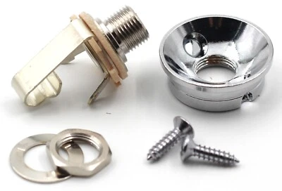 Electrosocket Jack Plate CHROME TELE w/Screws and SWITCHCRAFT Jack - Image 1 of 4