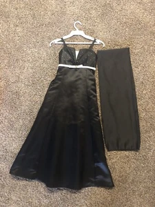 Lily Kids Black Formal Dress Used For Weddings. Shaw Is Included. Kids Size 10. - Picture 1 of 6