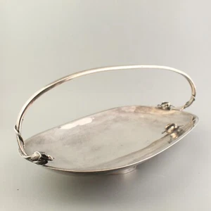 Danimarca Silverplate Gidom Fraberg design vintage manico vassoio cestino 13" x 6,5" - Foto 1 di 5