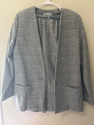 Traje Falda Alfred Dunner Talla 12 Gris Cuadros Cintura Elástica, Cinturón, Bolsillos, Lana Foto 1 de 4