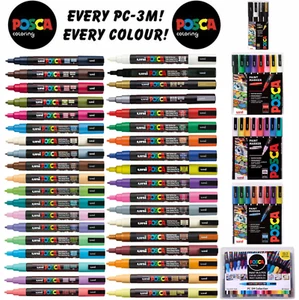 Uni Posca Paint Marker Art Pens PC-3M Fine - Assorted Colours and Pack Sizes - Picture 1 of 71