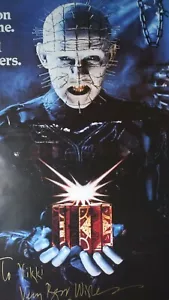 VINTAGE SIGNED CLIVE BARKER HELLRAISER PINHEAD POSTER 27 x 39 - Picture 1 of 6