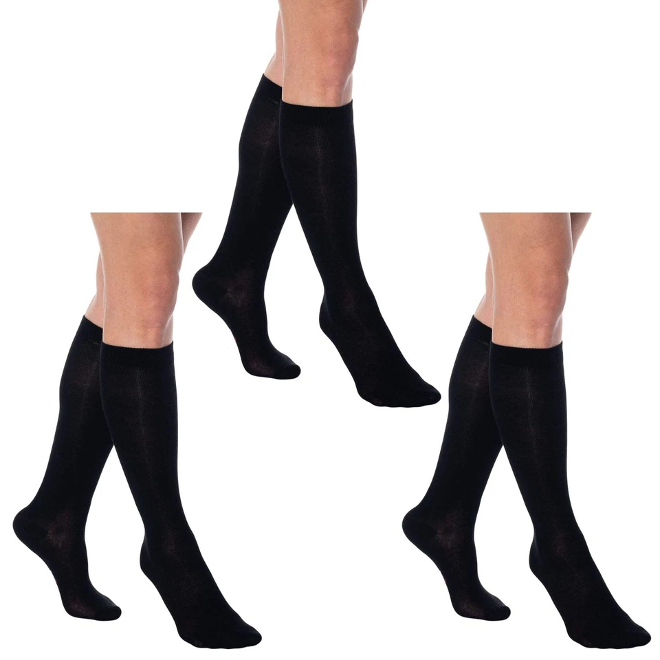 3 Pairs Women's Cotton Knee High Socks Size 5-10 – Boot, School, Stay-Up Long Fi - Image 1 of 1