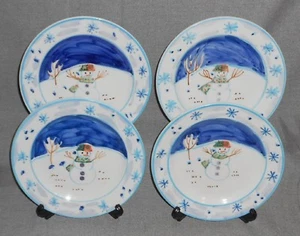 Juego (4) Platos de Ensalada Montgomery Ward PATRÓN MUÑECO DE NIEVE VACACIONES - NAVIDAD - Imagen 1 de 8
