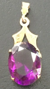 Vintage Gold Plated Amelthyst Pendant Stone Size 10mm x 12mm - Picture 1 of 6