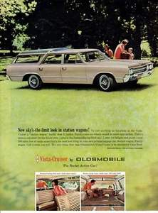 Anuncio de coche impreso vintage Oldsmobile Vista Cruiser camioneta 1964 anuncio - Imagen 1 de 2