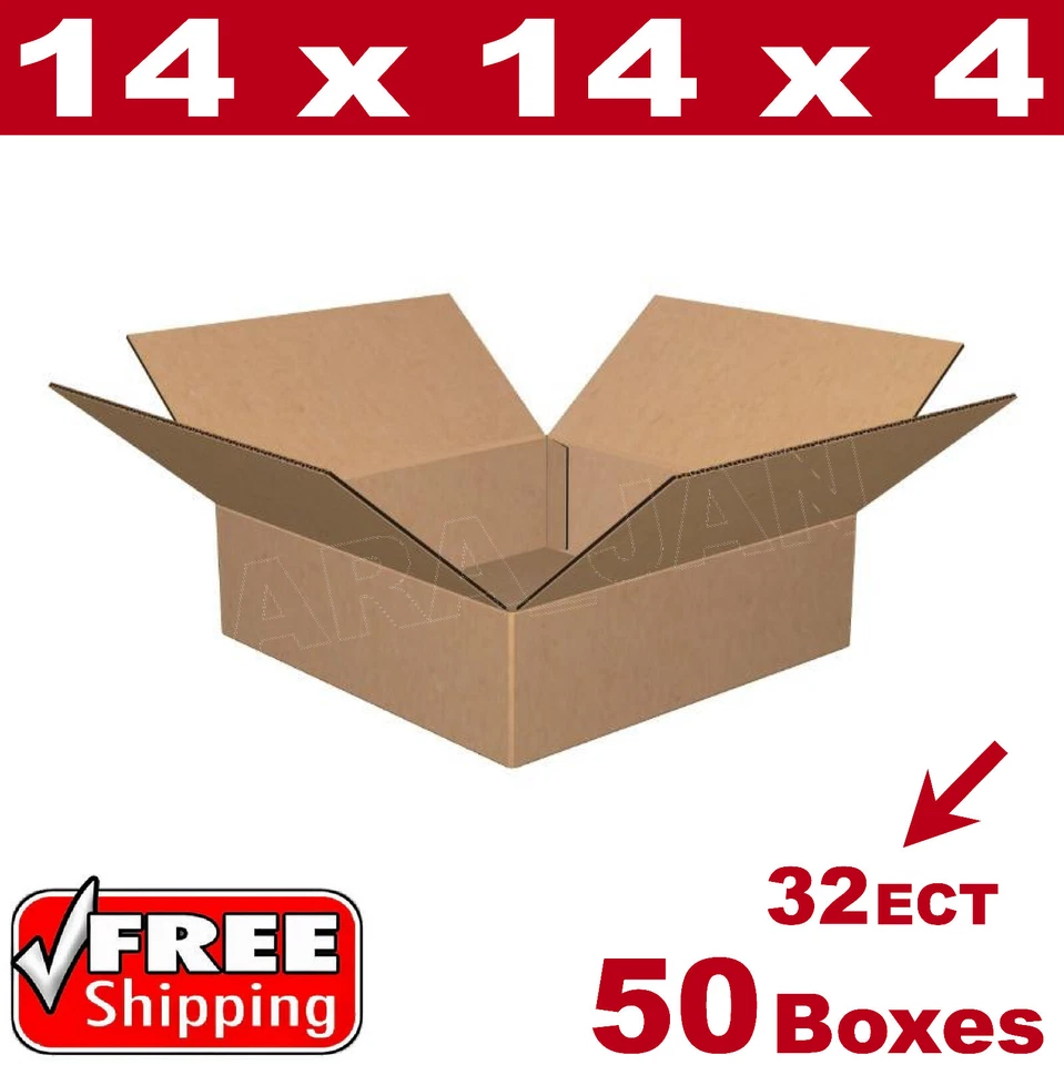 50- 14x14x4 Cardboard Boxes Mailing Packing Shipping 32ECT Box Corrugated Carton - Image 1 of 1