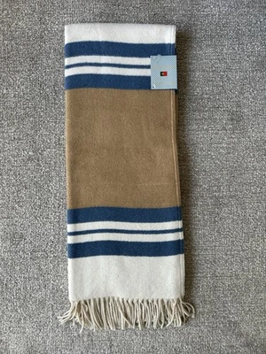 Roca Home Blue Beige Throw Blanket Made In Portugal Cotton Blend 50 x 67 - Image 1 of 4