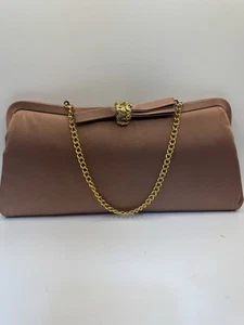 Vintage 40s 50s Evening Clutch Handbag Black Gold Clasp Formal Purse - Picture 1 of 3