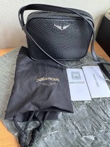 ZADIG & VOLTAIRE BOXY MINI BORSA A TRACOLLA IN PELLE GOFFRATA NERA - Foto 1 di 11