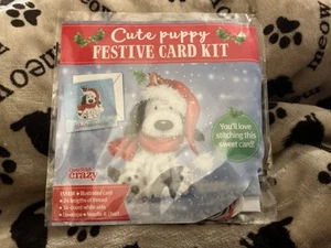 Brandneu süß Welpe Weihnachten festliche Karte Kreuzstich Kit - Bild 1 von 2