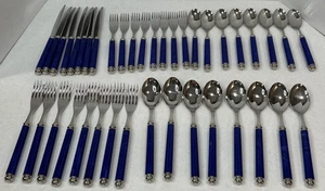 Eme Inox 18/10 Italy Blue Marbled Flatware Service For 8 Excellent Cond. 40 Pc. - Picture 1 of 9