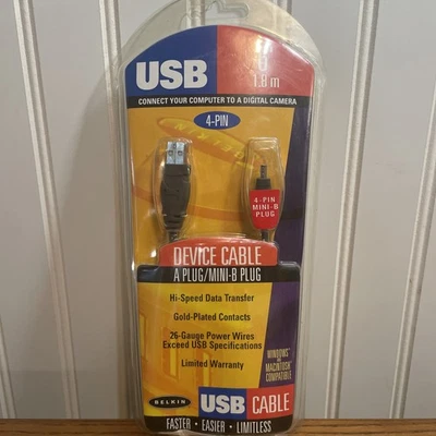 Genuine Belkin USB 2.0 A to 4-Pin Mini-B Device Data Transfer Cable F3U139-06 - Image 1 of 4