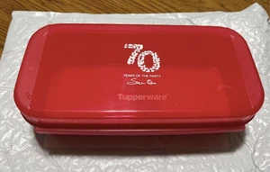 Tupperware Storzalot Flip Top Container Toys Crafts Red 70 years of Party New - Picture 1 of 1