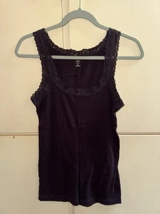 Gap Medium Damen lila Spitzenbesatz Tanktop Y2K Style trendig Lagenlook - Bild 1 von 5