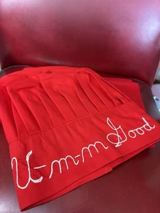 Vintage “Umm Good” Chefs Hat Red Tablecloth? Apron? Chef Cook Retro Embroidered - Picture 1 of 5