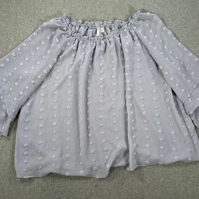 Cato Polka Dot Ruffle Blouse Women's 18/20W 3/4 Sheer Sleeve Light Purple Top - Image 1 of 4