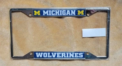 Michigan Wolverines Chrome Metal License Plate Frame 12.5" X 6" - Image 1 of 4