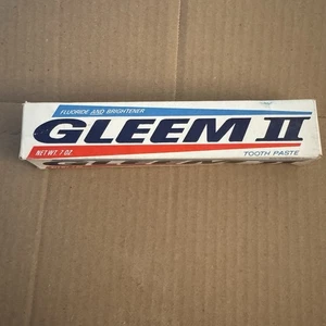 Vintage Gleem II Zahnpasta volle Größe 7 Unzen Metalltube Fluorid 1970er Neu aus altem Lagerbestand - Bild 1 von 5