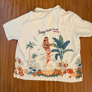 Camisa de campamento hawaiana Tommy Bahama para hombre 3XL seda bordada servir paraíso C - Imagen 1 de 7